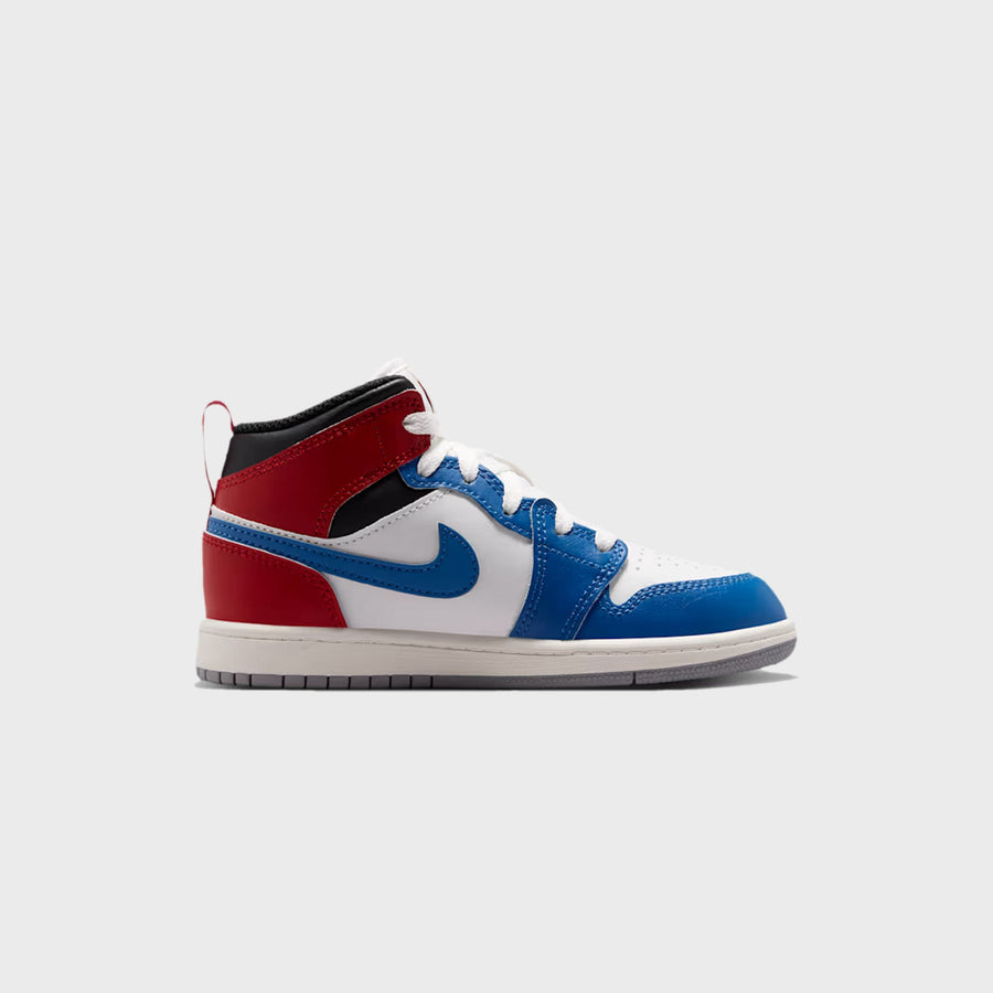 Jordan PS Jordan 1 Mid – True Blue / Varsity Red / Black / Summit White