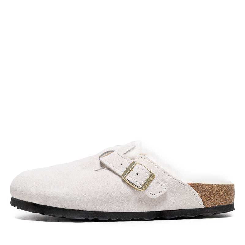 Women’s Birkenstock Boston Shearling Suede – Antique White